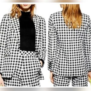 Topshop gingham blazer black and white seersucker checked